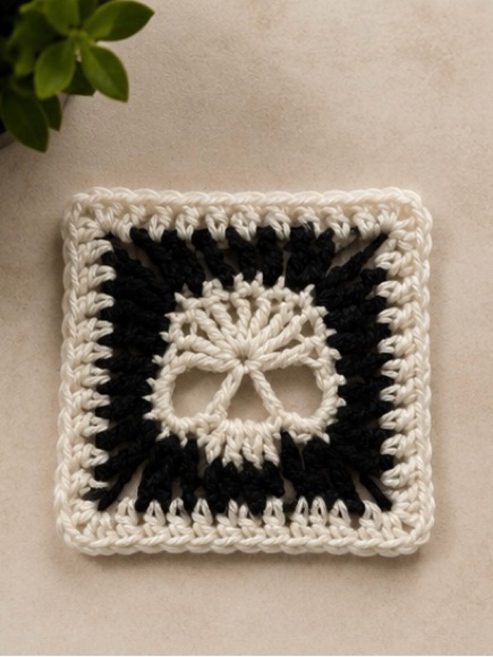 Handmade Crochet Skull Square - Black & White Set